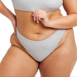 NEW Good American Sparkle Better Bikini Bottoms Silver Size XL Retail $55